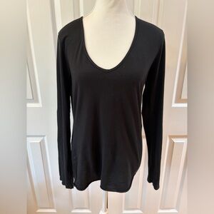 James Perse Black V-Neck Long Sleeve Top Size 3 (L)